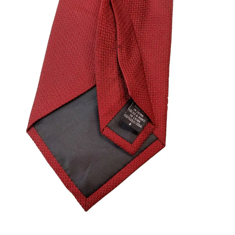Van Heusen Mens Necktie Tie Red Geometry Print 100% Silk 56